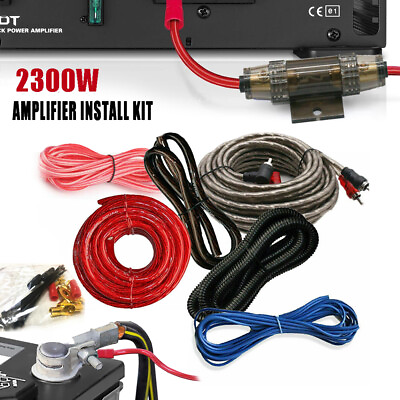 #ad 2300W Complete 4 Gauge Amp Kit Car Amplifier Install Wiring 4 Ga RCA Wire Cable $21.99