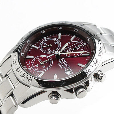 #ad Seiko Selection Men#x27;s Quartz Chronograph Watch SBTQ045 Dial Red $84.38