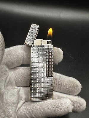 #ad Dunhill Rollagas Lighter Silver Plated With Square Tartarn Pattern $180.00