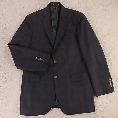 #ad Brooks Brothers Jacket M MT Blue Plaid Check Worsted Wool Blazer Sport Coat 40L $79.97