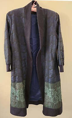 #ad DESIGNER MAGGIE SHEPHERD Patchwork Coat Vintage Colorful blue 42 quot; 107 cm LONG AU $150.00