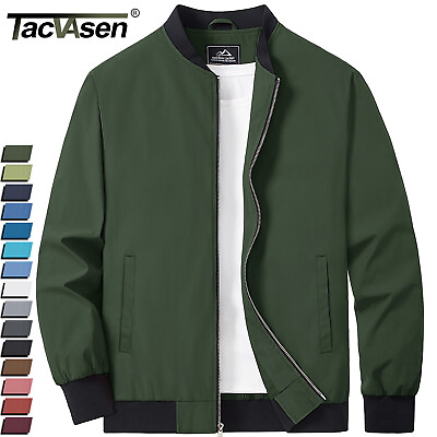 #ad Mens Lightweight Windbreaker Casual Full Zip Bomber Jacket Spring Fall Work Coat $37.99