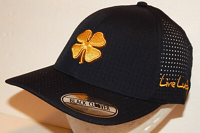 #ad Black Clover Live Lucky Perforated Cap Hat Size S M Black Gold $16.99