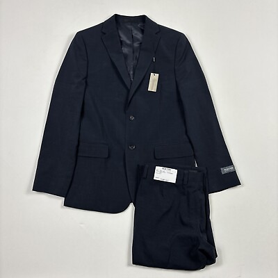 #ad Kenneth Cole Reaction Mens Techni Cole Flex Coat Suit Jacket 18R Pant 18W Navy $59.99