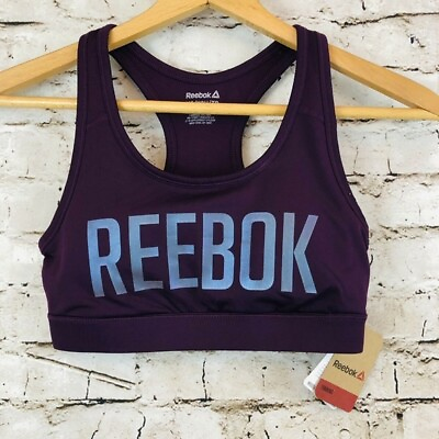 New REEBOK Logo Sports Bra Training Workout Med Support Extra Small Purple $12.00