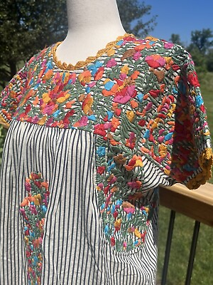 #ad 🌸 Ivy Jane SISTER MARY Stripe MARYLOU Embroidered BOHO Floral Dress Medium 🌸 $49.00