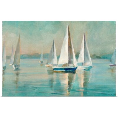 #ad Sailboats at Sunrise Poster Art Print Sailing Home Decor $49.99