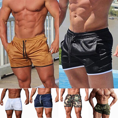 #ad #ad Mens Fitness Shorts Jogging Pants Sportswear Breathable Running Gym Shorts Solid $10.09