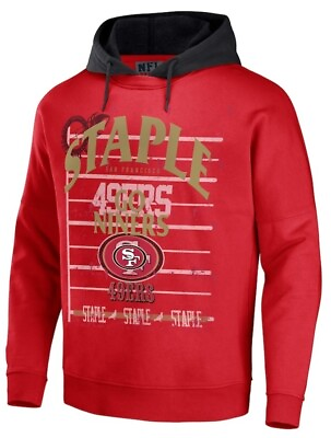 #ad San Francisco 49ers NFL x Staple Throwback Vintage Wash Pullover Hoodie Red $32.99