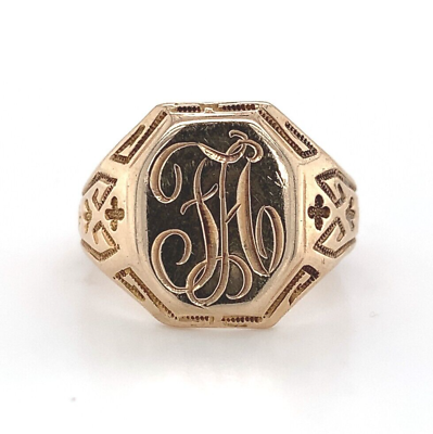 #ad Vintage 10k Yellow Gold Men#x27;s Signet Ring Jewelry with Monogram #J5949 $569.00