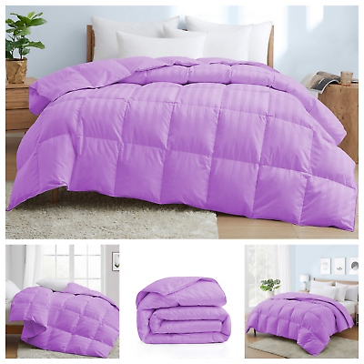 #ad US Sizes Down Alternative Luxury Comforter Lavender Stripes 1000 TC Choose Set $226.09