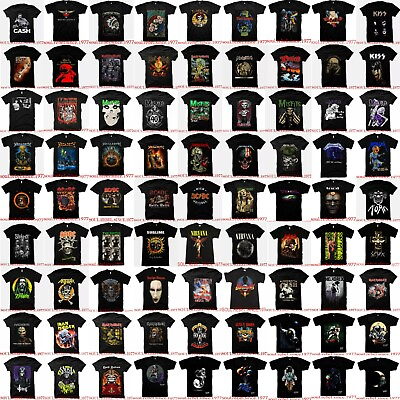 THE BEST COLLECTION OF CLASSIC ROCK BLACK T SHIRTS PUNK ROCK MEN#x27;S SIZES $12.59