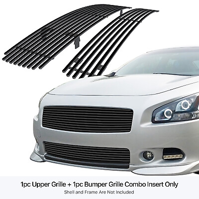 Fits 2009 2014 Nissan Maxima Black Billet Grille Grill Combo Insert $70.99