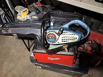 #ad Vintage Homelite 150 Automatic Chainsaw 16quot; Bar W hard Cover Carry Case. Runs. $114.99