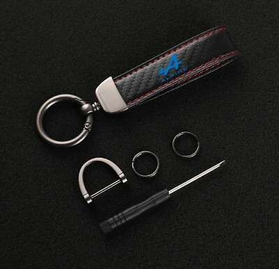 #ad Leather Car KeyChain Keyring Horseshoe Buckle with Red Thread A Logo fits Alpine $19.99