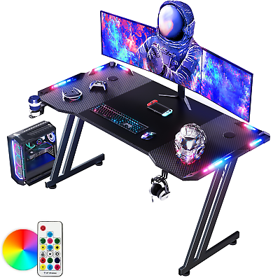 #ad 47 55 63 Inch LED Gaming Desk Gaming Table RGB Computer Desk Gamer Workstations $99.95