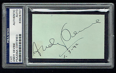 Andy Devine d. 1977 signed autograph 2x3.5 cut Actor Stagecoach PSA Slabbed $144.00