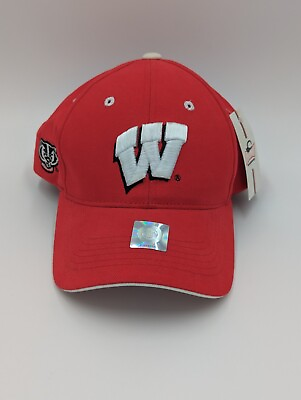 #ad Wisconsin Badgers Adult Red Cap BaseballHat Embroidered Adjustable HMI RN#57269 $14.95