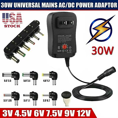 #ad Universal AC to DC Adjustable Power Adapter Supply Charger for Small Electronics $14.59