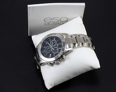 ESQ Movado Aston Chronograph Black Dial Stainless Steel Quartz Men#x27;s Watch $279.95