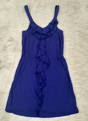 #ad Express Women#x27;s Sz S Purple Blouson Front Ruffle Sleeveless Dress Stretch Casual $15.98