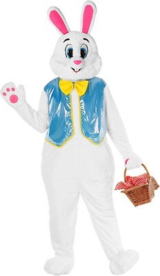 #ad Adult Deluxe Easter Bunny Costume Unisex White Rabbit Mascot Fancy Dress $77.95