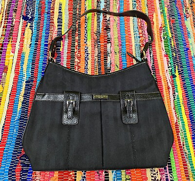 #ad VTG ETIENNE AIGNER San Francisco Collection 25726 Handbag Black Fabric Leather $14.99