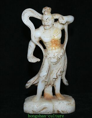 #ad 7 quot;Chinese ancient white marble Carving the statue of divine soldiers and genera $150.36
