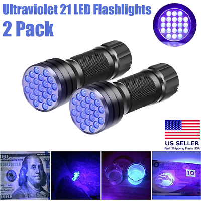 2x UV Ultra Violet LED Flashlight Blacklight Light 395 NM Inspection Lamp Torch $7.45