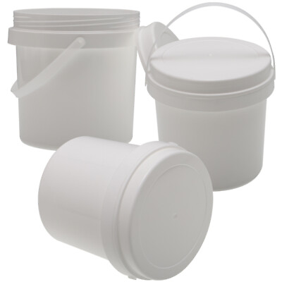 #ad 3 Plastic Buckets w Lid amp; Handle All Purpose Pail for Food Storage Home $12.08