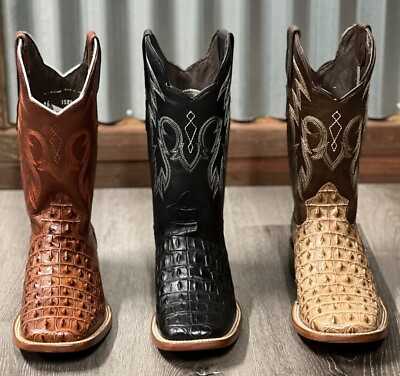 MEN#x27;S RODEO COWBOY ALLIGATOR TAIL PRINT WESTERN SQUARE TOE BOOTS MEXICO PRODUCT $109.99