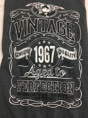 #ad ShirtInvaders Vintage Aged Perfection 1967 Distressed Print Birthday 2X $12.75