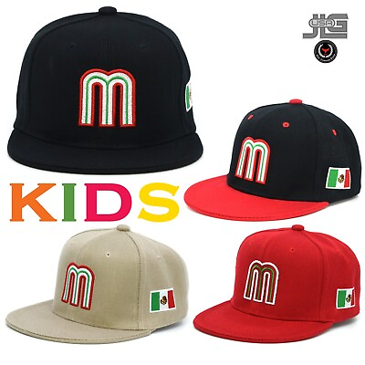 #ad Mexico Youth Kids Snapback Hats Junior Boys Mexico Flag Toddler Embroidery Caps $19.99