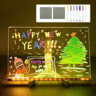 #ad LED Note Board With Colors Acrylic Dry Erase Board With Light Light Up Dry Era $17.47