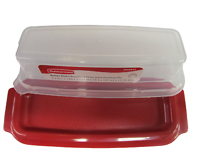 #ad Rubbermaid Servin Saver Butter Dish Red base NEW #1777193 $7.29