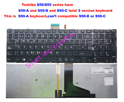 #ad New for Toshiba S55 A S50 A S50D A S50t A S55t A laptop Keyboard backlit Spanish $25.99