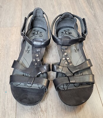 #ad Bare Traps Ryen Womens 8 M Black Faux Leather Gladiator Sandals Flat $16.89