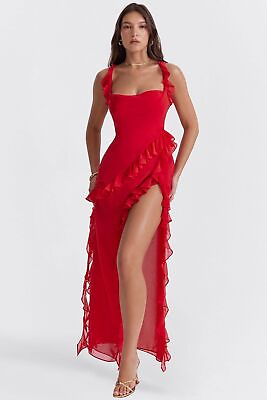 #ad Fashion Ruffles Suspender Dress Women Sexy Slim Sleeveless Split Mesh Dresses $38.65