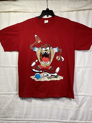 #ad VTG NOS 1993 Tazmanian Devil Bowling T shirt Velva Sheen USA Size XL Large NWOT $49.00