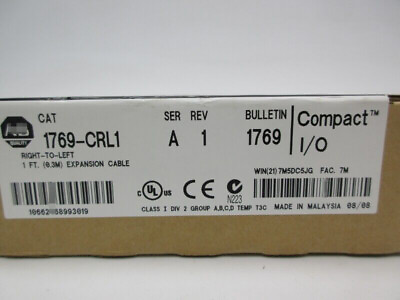 #ad 1769 CRL1 AB CompactLogix Right To Left 1 FT 0.3M Expansion Cable PLC1769CRL1 GQ $299.68