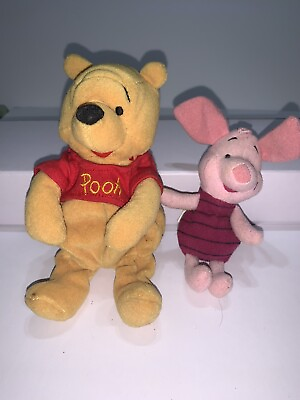 #ad Winnie the Pooh And Piglet Too Pooh 8” Piglet 6” With Zipper Pocket On Back $6.99