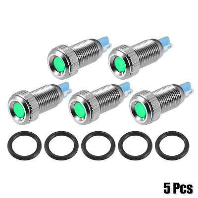 #ad 5 Pcs 8mm LED Indicator Light Waterproof Signal Lamp for Car Interior Green $6.38