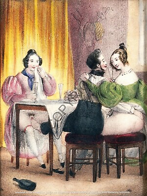 #ad Vintage Love erotic antique Print Adultery Sex Art 1840 vagina Biedermeier EUR 19.00