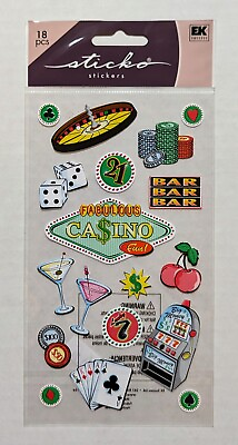 #ad Sticko Casino Las Vegas Travel Slots Bar Gambling Scrapbooking Stickers RARE $5.49