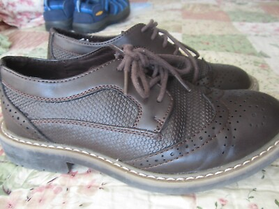 #ad Kenneth Cole Reaction Brown Leather Boys Dress Shoes Size 2.5 Youth $28.98
