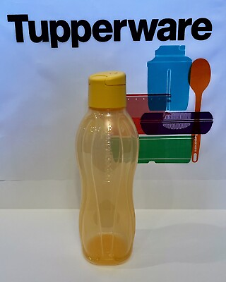 #ad NEW Tupperware Yellow Sun Flower Eco Water Bottle 25oz Container Flip Top Lid $15.95