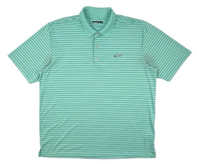 #ad Greg Norman Play Dry Mens Golf Shirt Mint Green Stripe Short Sleeve XXL Stained $14.95