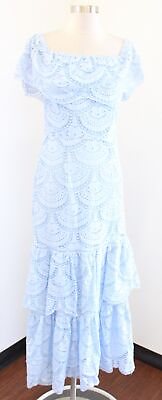 #ad NWT Gianni Bini Laney Blue Lace Off the Shoulder Midi Maxi Dress Size M Tiered $34.99
