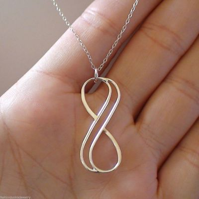 #ad Infinity Necklace 925 Sterling Silver Vertical Infinite Love Symbol Gift NEW $24.00