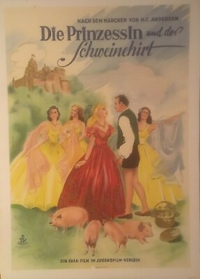 #ad Original Vintage quot;Die Prinzessin Un Der Schweinehirtquot; German Film Poster Backed $590.00